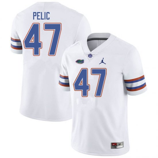 Men's Florida Gators #47 Justin Pelic NCAA Jordan Brand White Authentic Stitched College Football Jersey HCJ7562SG